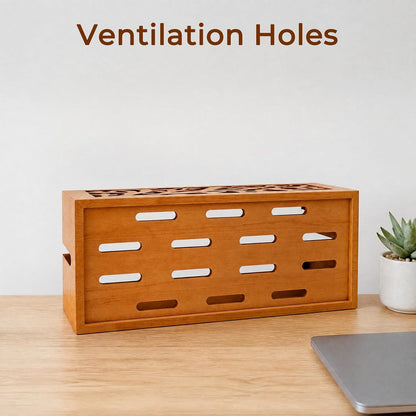 Wood Cable Management Box, Cord Organizer & Decorative Power Strip Cover
