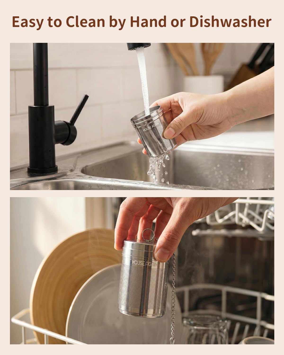 House Again Large Tea Infusers, Extra Fine Mesh Tea Strainers for Loose Tea, Slim Threaded Lid & 304 Stainless Steel, Filter Bags Diffusers, Loose Leaf Tea Steeper for Brew Tea Spices & Seasonings
