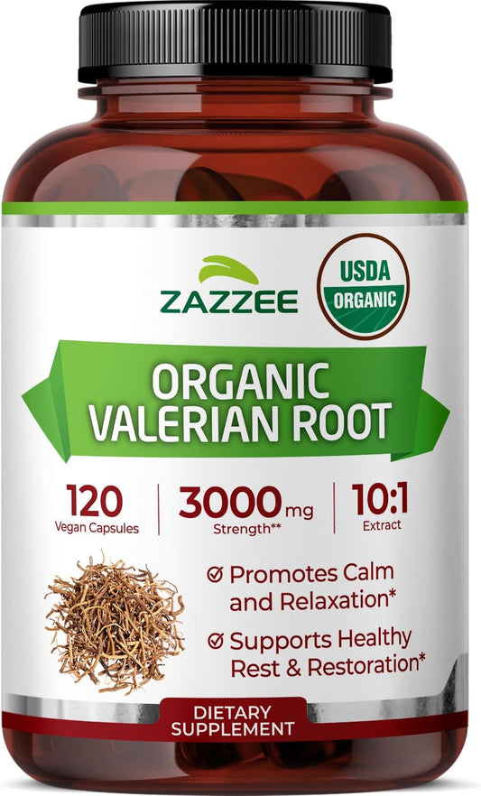 Zazzee USDA Organic Valerian Root 10:1 Extract, 120 Vegan Capsules