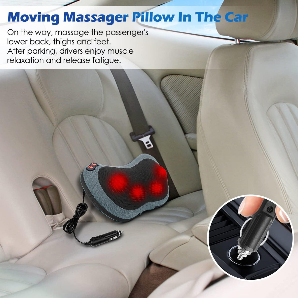 Papillon Back Massager with Heat,Shiatsu Pillow for Body Pain Relief Gray