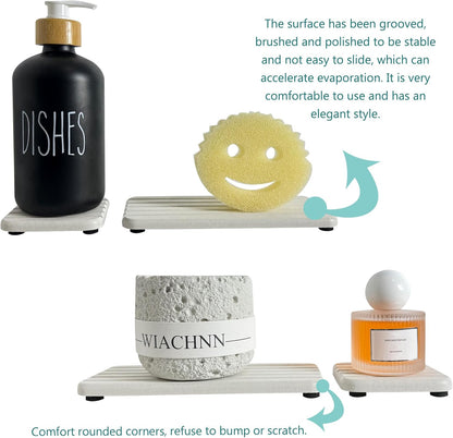 NiuYichee Set of 4 Water Absorbent Diatomite Coasters, Diatomaceous Earth Kitchen Soap Dish, Bathroom Trays, Water Absorbing Stone Used for Hand Soaps & Plants & Toiletries in The Modern Home