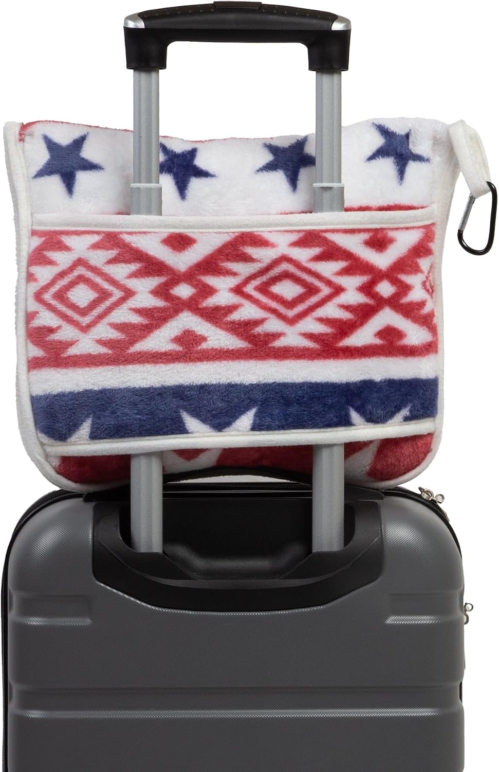 Carstens, Inc. Travel Blanket, Premium Compact 2-in-1 Airplane Blanket/Pillow, Open Sky Blue Aztec