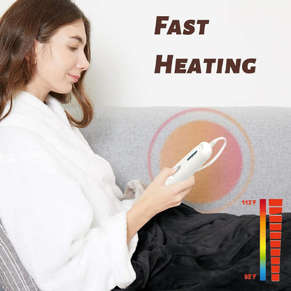 Tefici Heated Blanket Throw 50"x60", Ultra Soft 2-Layer Flannel Electric Blanket, for Home Office Sofa,3 Heat Settings, 4H Auto Off, ETL FCC Certified, Overheat Protection, Machine Washable, Camel