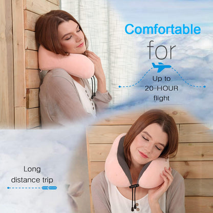 TALLGO Travel Pillow, Best Memory Foam Neck Pillow Head Support Soft Pillow for Sleeping Rest, Airplane Car & Home Use (Black)