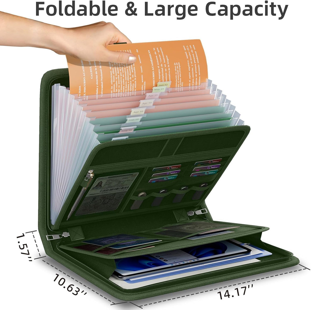 Fireproof Accordion File Organizer, Expanding File Folder with 13 Pockets