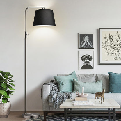 【Upgraded】 Dimmable Floor Lamp, 1000 Lumens LED Edison Bulb Included, Arc Floor Lamps for Living Room Modern Standing Lamp with Linen Shade, Tall Lamp for Bedroom Office Dining Room- Black