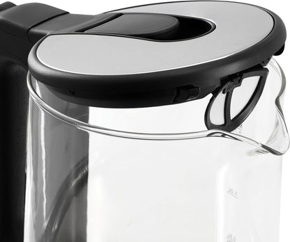 MegaChef Electric Watter Boiler/Tea Kettle (Glass, Silver, 1.8 Liter)