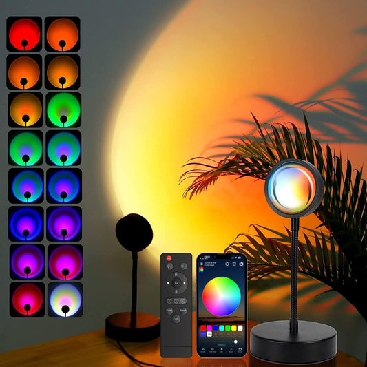 JIMEI Sunset Lamp Projector Led Lights for Bedroom Night Light RGB Lights Sun Sunlight Sunrise Lamp 10w 360° Rotation Mood Lighting Home/Room Decor Gifts for Women,Desktop Multicolor