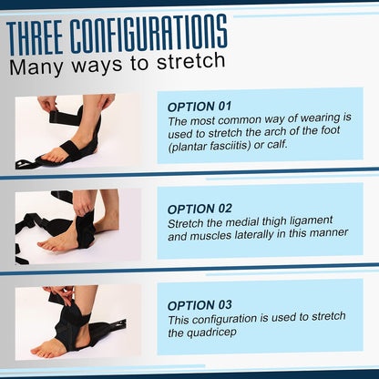 Foot and Calf Stretcher for Plantar Fasciitis, Achilles Tendonitis, Heel Spurs, Drop Foot. Yoga Stretching Strap for Leg, Thigh and Hamstring (Blue)