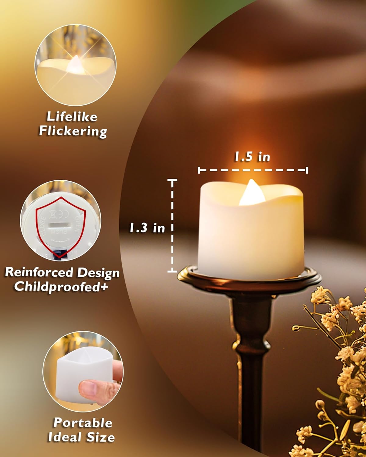 Homemory 24-Pack Flameless LED Tea Lights Candles Battery Operated, 200+Hour Fake Electric Candles TeaLights for Votive, Aniversary, Wedding Centerpiece Table Decor, Funeral, Halloween, Christmas