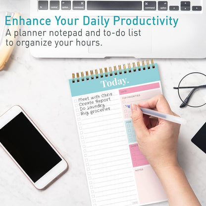 Sweetzer & Orange Daily & Weekly To Do List Notepad – Undated Work Planner & Organizer with Wish List Section, 52-Sheet Coiled Task Pad for Productivity – SET OF 4 To Do List Notebook for Work
