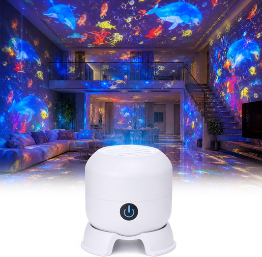 Dynamic Rotating Led Projector Light, Rotating Night Lamp | Dimmable Brightness, 360° Rotating Ocean Scene, USB Rechargeable, Night Light for Kids & Adults, Bedroom/Party Decor