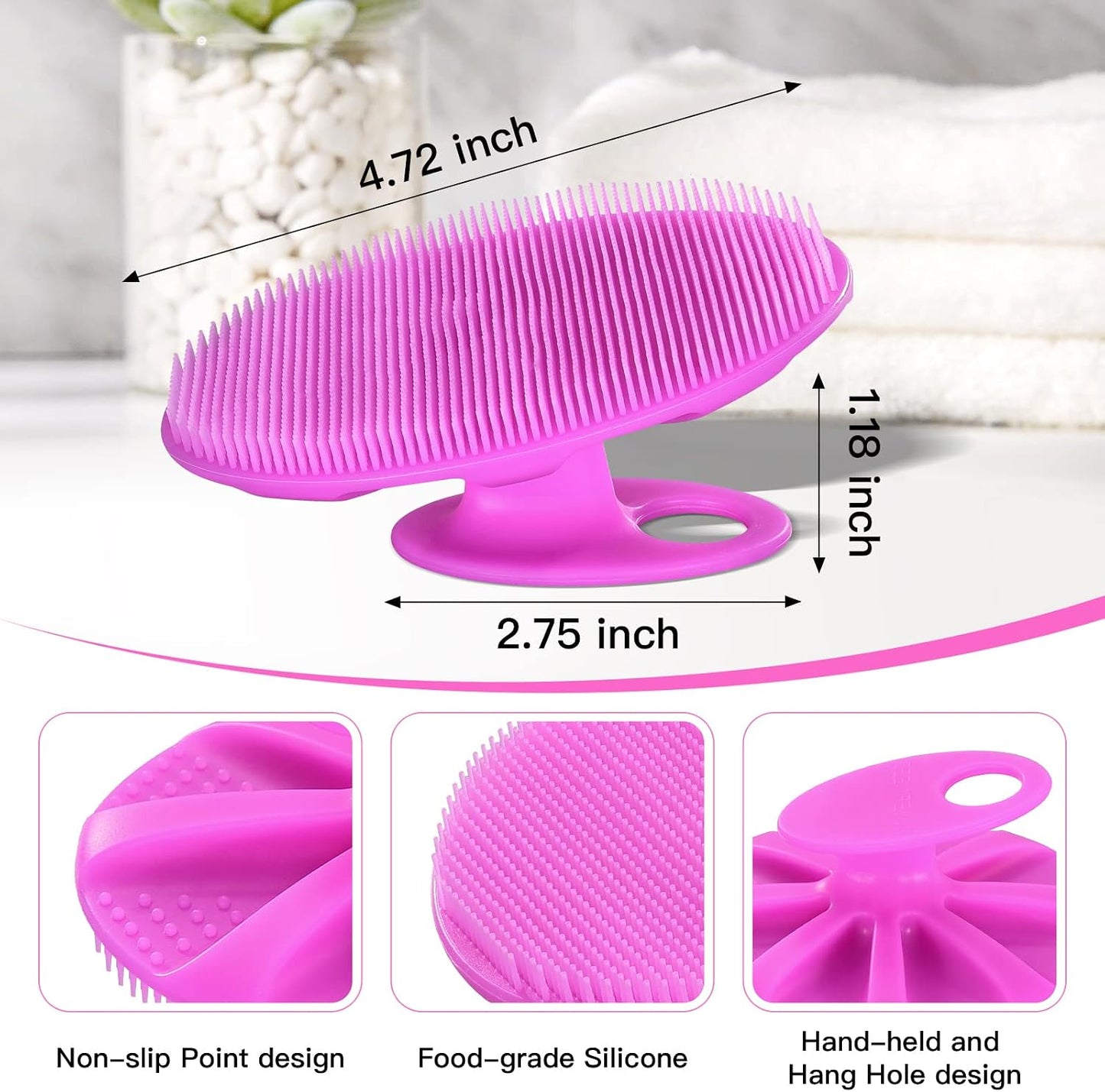 INNERNEED Soft Silicone Body Cleansing Brush Shower Scrubber, Gentle Exfoliating and Massage for All Kinds of Skin (Dark Green)