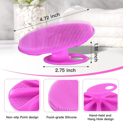 INNERNEED Soft Silicone Body Cleansing Brush Shower Scrubber, Gentle Exfoliating and Massage for All Kinds of Skin (Dark Green)
