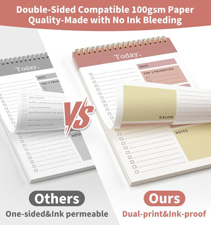 104 Pgs Weekly To Do List Notepad, 52 Duplex-Printed Undated Sheets 100 GSM（8.5"×11") Weekly Desk Planner For Work Home School Office Desk Accessories Supplies & Goal Setting Tasks - Green