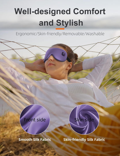 Silk Cordless Heated Eye Mask, Compress Heating Pad for Dry Eye Stye Eye Strain, Electric Warm Eye Mask for Airplane Sleeping, Blackout Eye Mask for Travel, Idea for Women/Men (Silk-Grey)