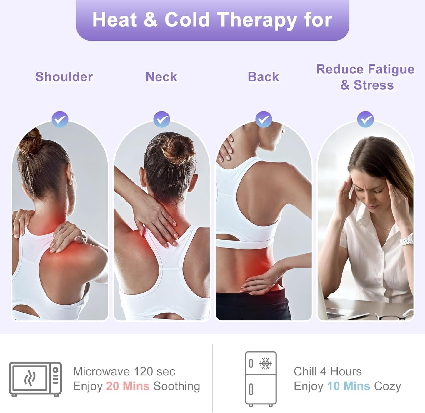 SuzziPad Microwave Heating Pad for Neck and Shoulders, Microwavable Heated Neck Wrap Warmer with Moist Heat, Herbal Lavender Aromatherapy, Hot & Cold Compress, Ideal for Mother's Day