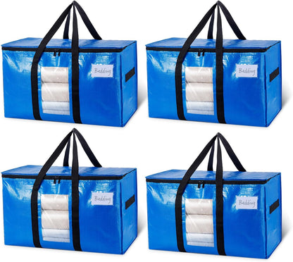TAILI Blue Extra Large Moving Bags,Storage Bags with Visible Window
