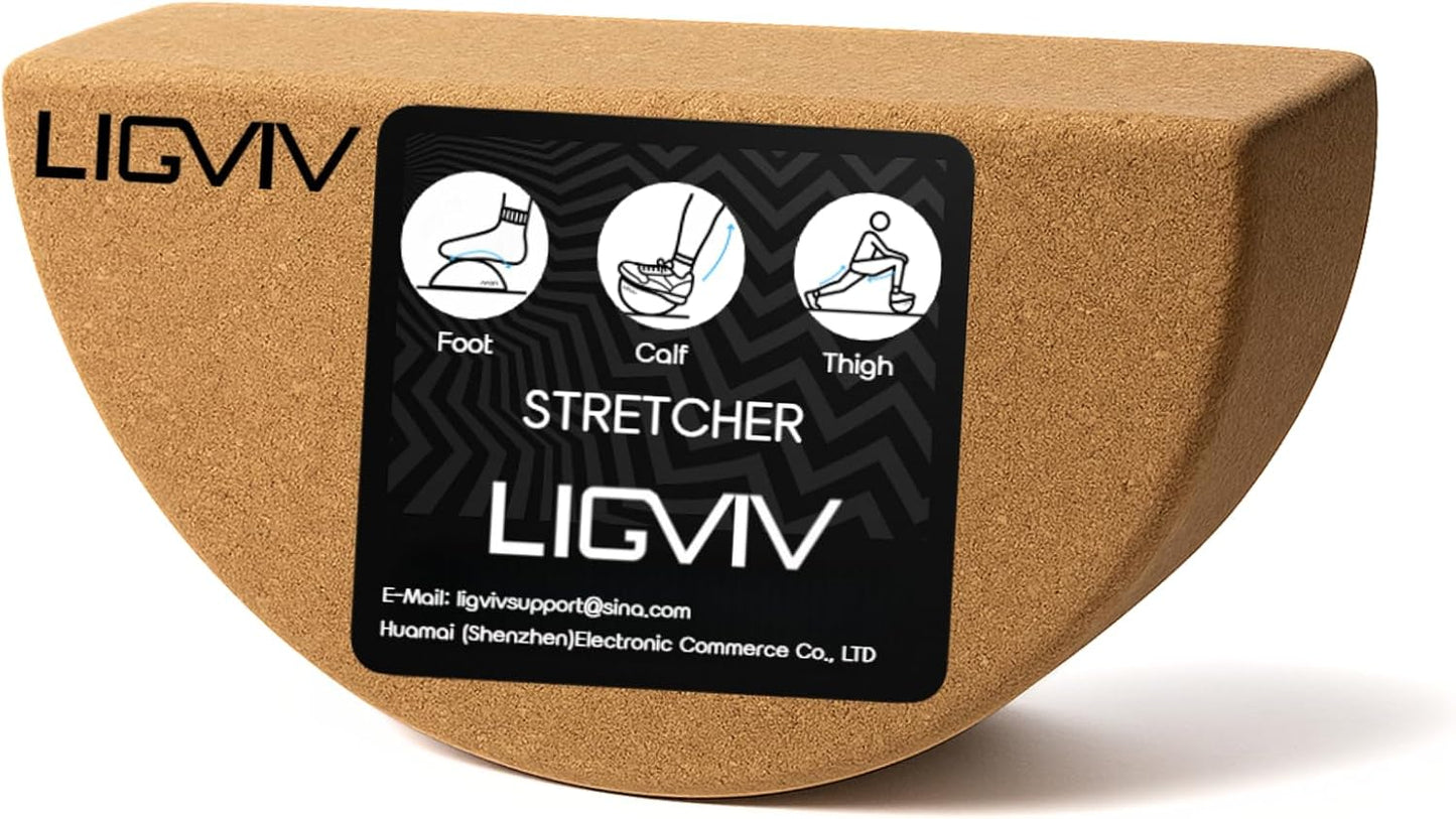 Calf Stretcher and Foot Rocker for Plantar Fasciitis | Cork Design for Muscle Stretching, Physical Therapy, Improved Flexibility