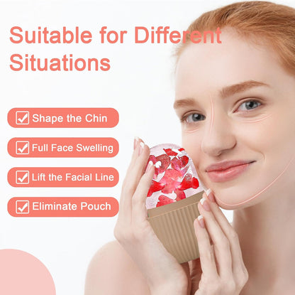 Joyeee Ice Face Roller, Reusable Silicone Mold Face Massage Eye Facial Beauty Skin Care Tools Apply Ice for Shrink Pores Anti Wrinkle Reduce Puffiness Improve Skin Elasticity, Striped