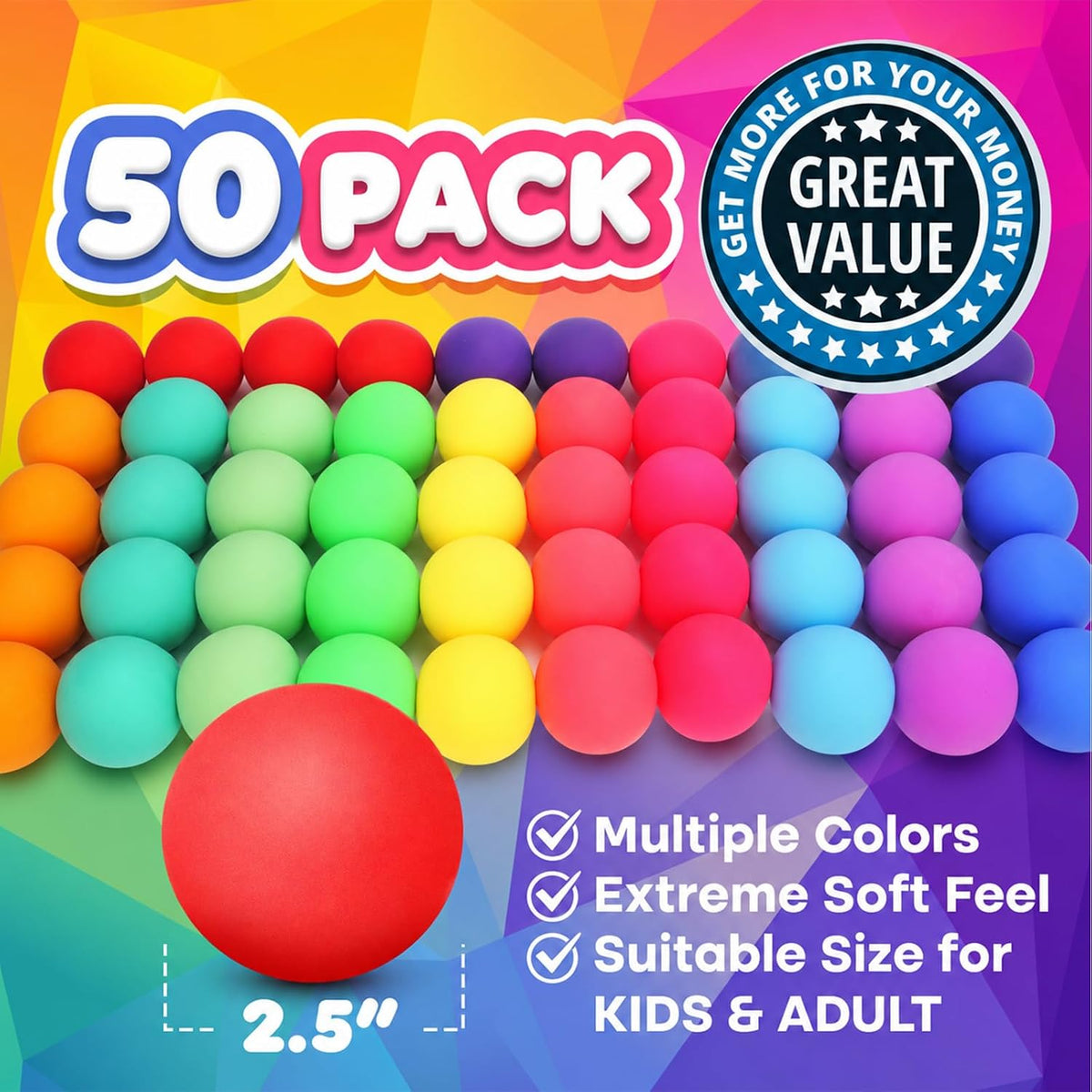 24 Pack Slow Rise Stress Balls, 2.5" Full Size Squishy Balls, Soft Stretchy Sensory Fidget Toys for Adults Kids, Classroom Rewards, Prize Box Toys, Office Stress Toys & Gifts