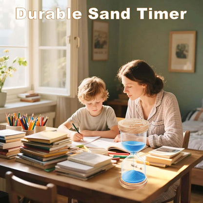 1 Minute Sand Timer, Wooden Sand Hourglass, Small Blue Hourglass, Sandglass Clock 1 Min for Classroom,Game,Decorative (Black)