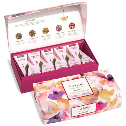 Tea Forte Premium Petite Presentation Box Gift Set Sampler, 10 Count, 2 of Each Blend Individually Wrapped Handcrafted Pyramid Infuser Bags, Demoiselle Tea