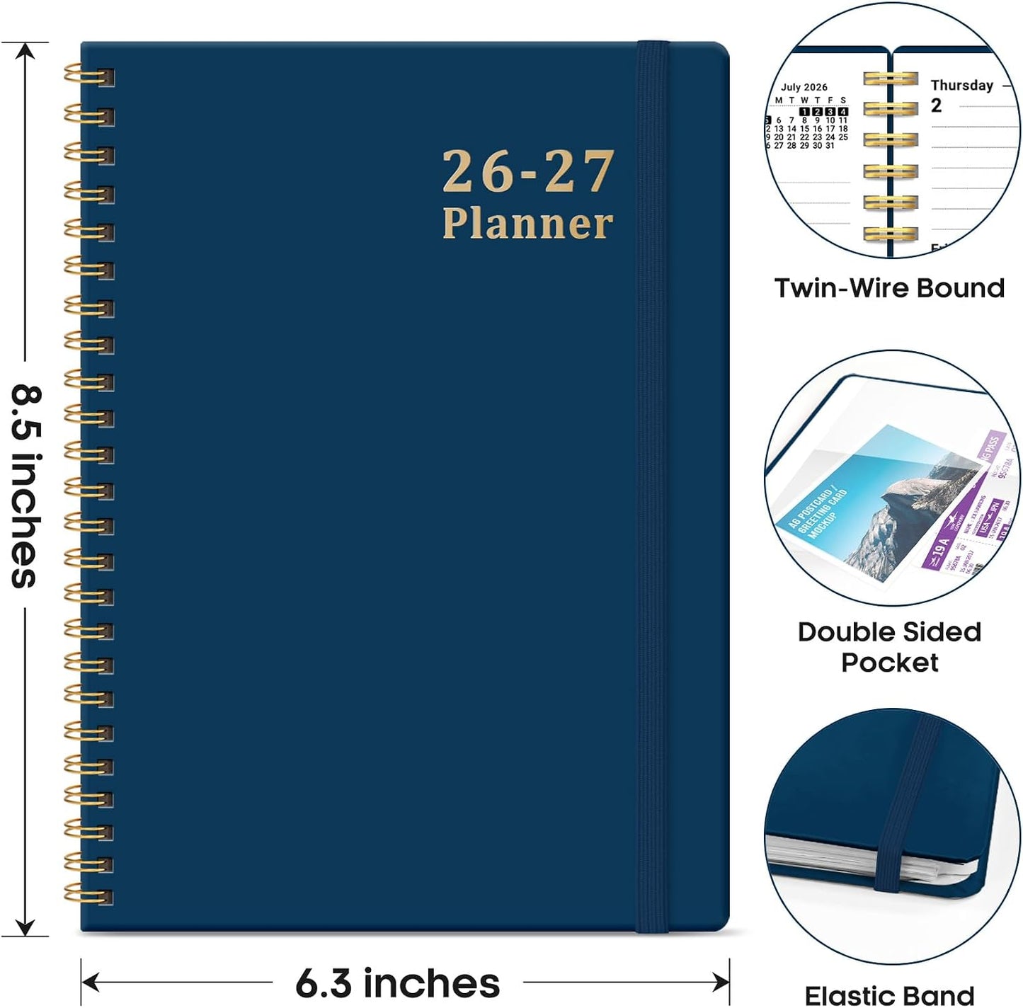 Planner 2026-2027, 8.5" x 11" Weekly and Monthly Academic Year Planner Calendar, July 2026 - June 2027, Hardcover Large School Planning Agenda With Tabs, Perfect for School & Office Supplies, A4, Green