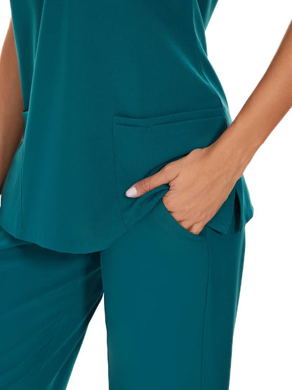 COZYFIT Scrubs for Women Set - Stretch V-Neck Scrub Top & Jogger Pant with 8 Pockets COZY SCRUBS - Colors E