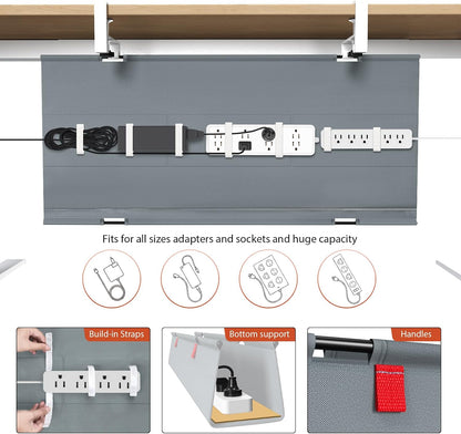 Univivi No Drill Under Desk Cable Management Tray, 36 inch Cable Management