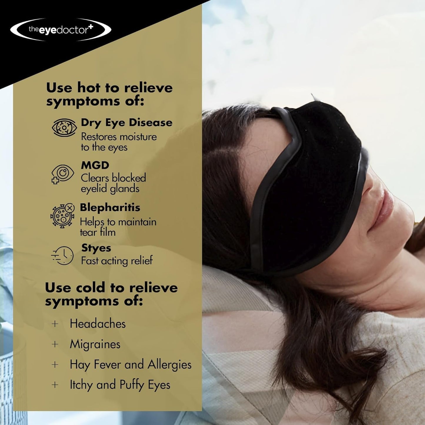 The Eye Doctor Featuring Sterileyes - Antibacterial Hot Eye Compress for Dry Eye, Blepharitis and MGD with a Removable Cover. Cold Compress, Includes 6 Eyelid Wipes