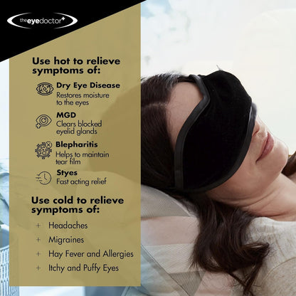 The Eye Doctor Featuring Sterileyes - Antibacterial Hot Eye Compress for Dry Eye, Blepharitis and MGD with a Removable Cover. Cold Compress, Includes 6 Eyelid Wipes