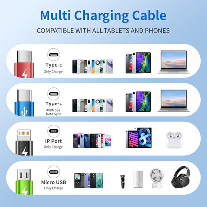 4 in 1 Multi Charging Cable, 5FT Charging Cords for Multiple Devices