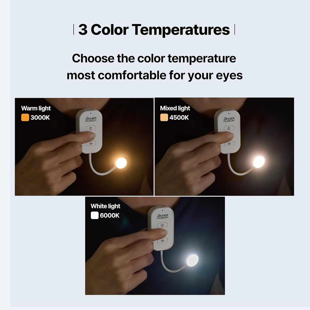 Clip-On Light for Clothes with Portable Case – Book Light, USB Rechargeable LED Lamp for Reading in Bed, Eye-Friendly 3 Color Modes, 3-Level Dimming