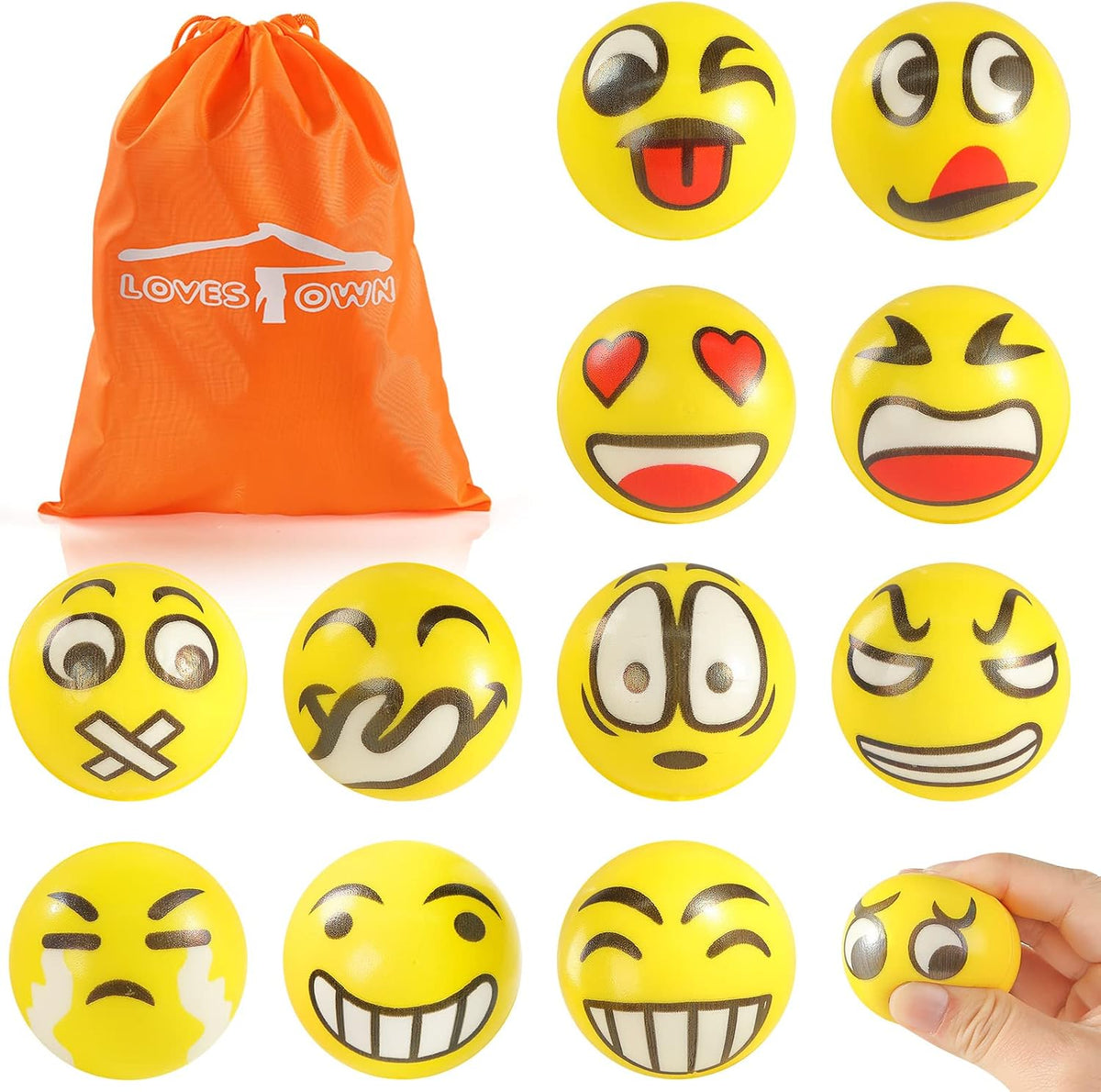LOVESTOWN 24PCS Stress Balls Bulk for Party Favors, 2.5 Inch Squishy Toys