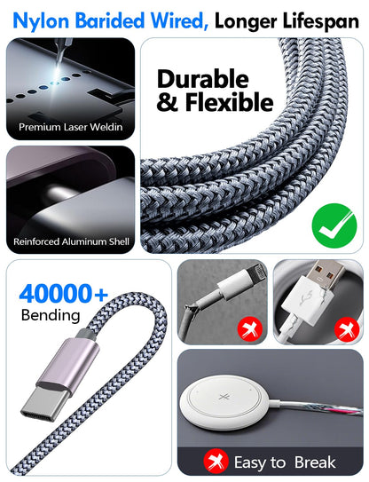 Travel Essentials for Apple Watch Charger,3-in-2 Multi Charging Cable