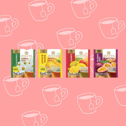 Hyleys Assorted Tea Collection, Passion Fruit, Mango, Lemon, 48 Tea Bags