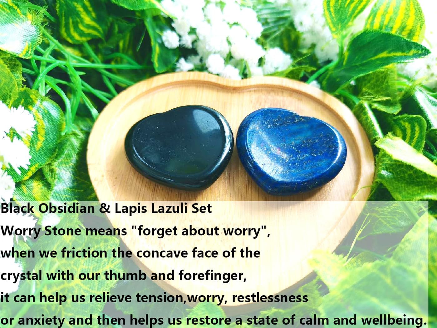 2PCS Worry Stone for Anxiety Tigers Eye Amethyst Healing Crystals Hand Thumb Stones Pocket Gemstones Meditation Accessories Oval Crystal Natural Relax Palm Stone Anxiety Relief Items Stocking Stuffers