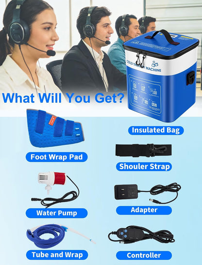 Cold Therapy Machine for Foot Ankle Surgery, Ice Therapy Machine with Pressure Regulator, Timer & Temperature Display, Cryotherapy Unit with Foot Ankle Ice Pack Wrap for Post-Surgery Recovery
