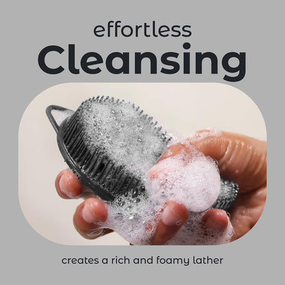 MainBasics Silicone Body Scrubber, Pink, Exfoliate | Dual-Sided, Shower Exfoliator, For Men & Women, Loofah Alternative