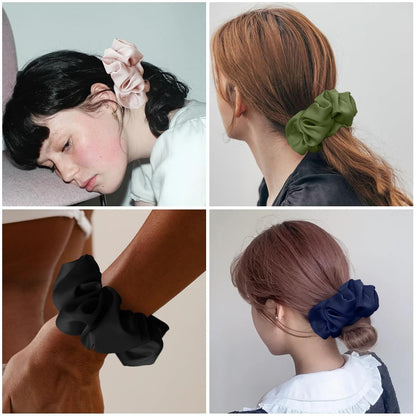 100% Mulberry Silk Scrunchies for Women, Oversized XL Hair Tie for Sleeping, Curly Thick or Thin Hair, No Damage Soft Silk Hair Accessory
