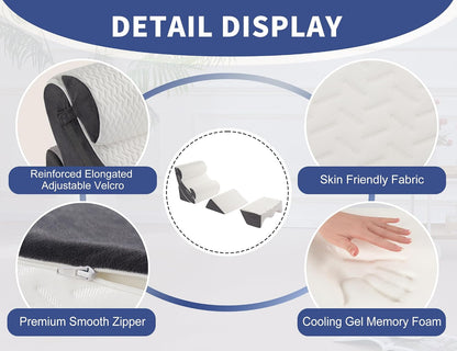 4PCS Orthopedic Bed Wedge Pillow Set for Sleeping, Post Surgery Foam Support Pillows for Back, Neck and Leg Pain Relief, Adjustable Triangle Pillow – Acid Reflux, GERD & Snoring Recovery, White Grey