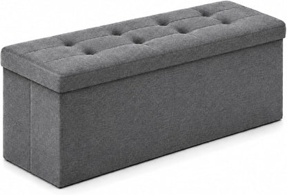 ALASDO Storage Ottoman Footrest Stool Small Ottoman with Storage Foldable Ottomans Foot Rest Footstool Bench for Living Room 17x13x13inches Grey