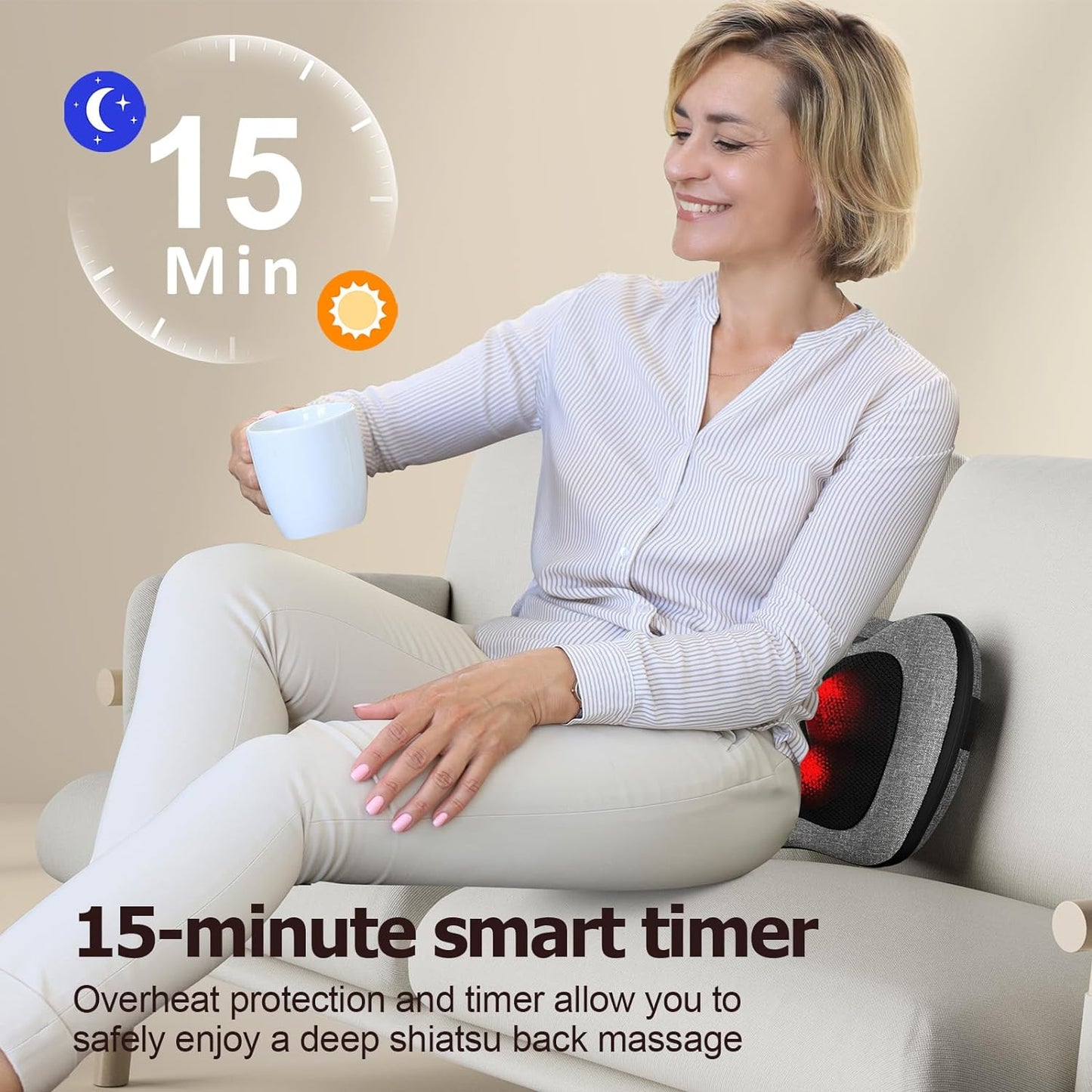 VIKTOR JURGEN Shiatsu Back Massager with Heat – Deep Tissue Massage for Neck, Shoulder, Back Pain Relief, Electric Kneading 3D Massage Pillow, Christmas for Men Women Dad Wife Mom Gifts (NOT Cordless)
