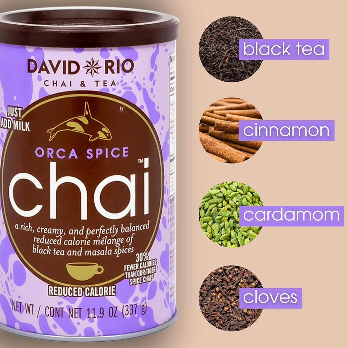 David Rio Elephant Vanilla Chai Tea Latte Mix, 14 Oz