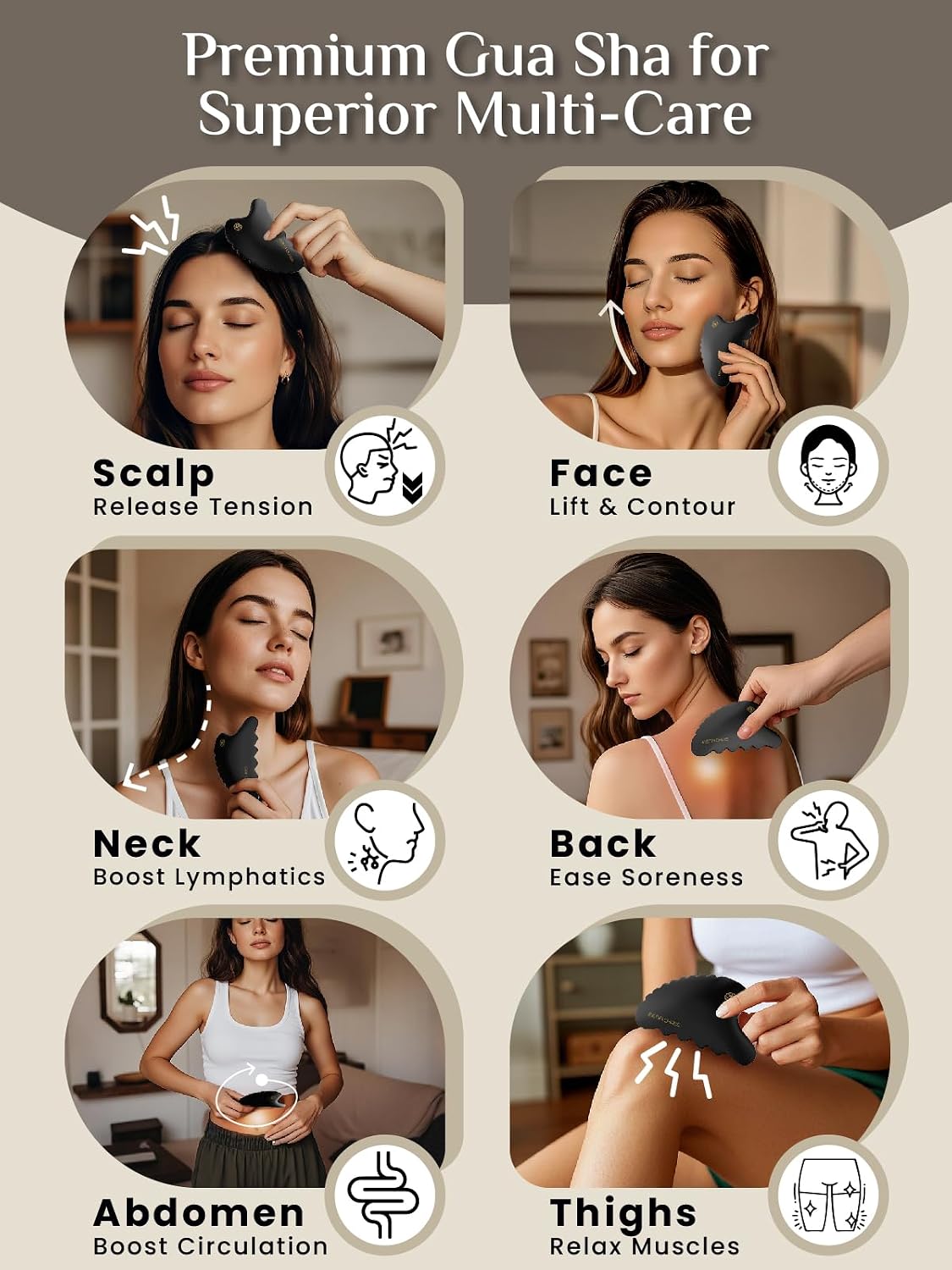 Rena Chris Body Gua Sha Tools, Natural Xiuyan Jade Guasha Tool, Manual Massage Sticks for Jawline Sculpting and Puffiness Reducing, Whole Body Skin Care Massager (Green)