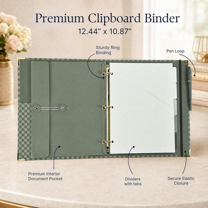 Aesthetic Clipboard Binder with Dividers - 3 Ring Organizer for Work