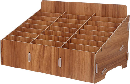 24 Slot Wooden Cell Phone Organizer Box for Classroom Meetings