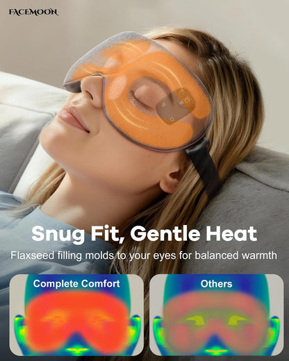 Cordless Heated Eye Mask for Dry, Tired Eyes, Hot Compress with Flaxseed Nose Bridge for Better Blackout & Focused Warmth, Rechargeable Warm 3 Heat Levels, 4 Timers, No Microwave Needed, Pink