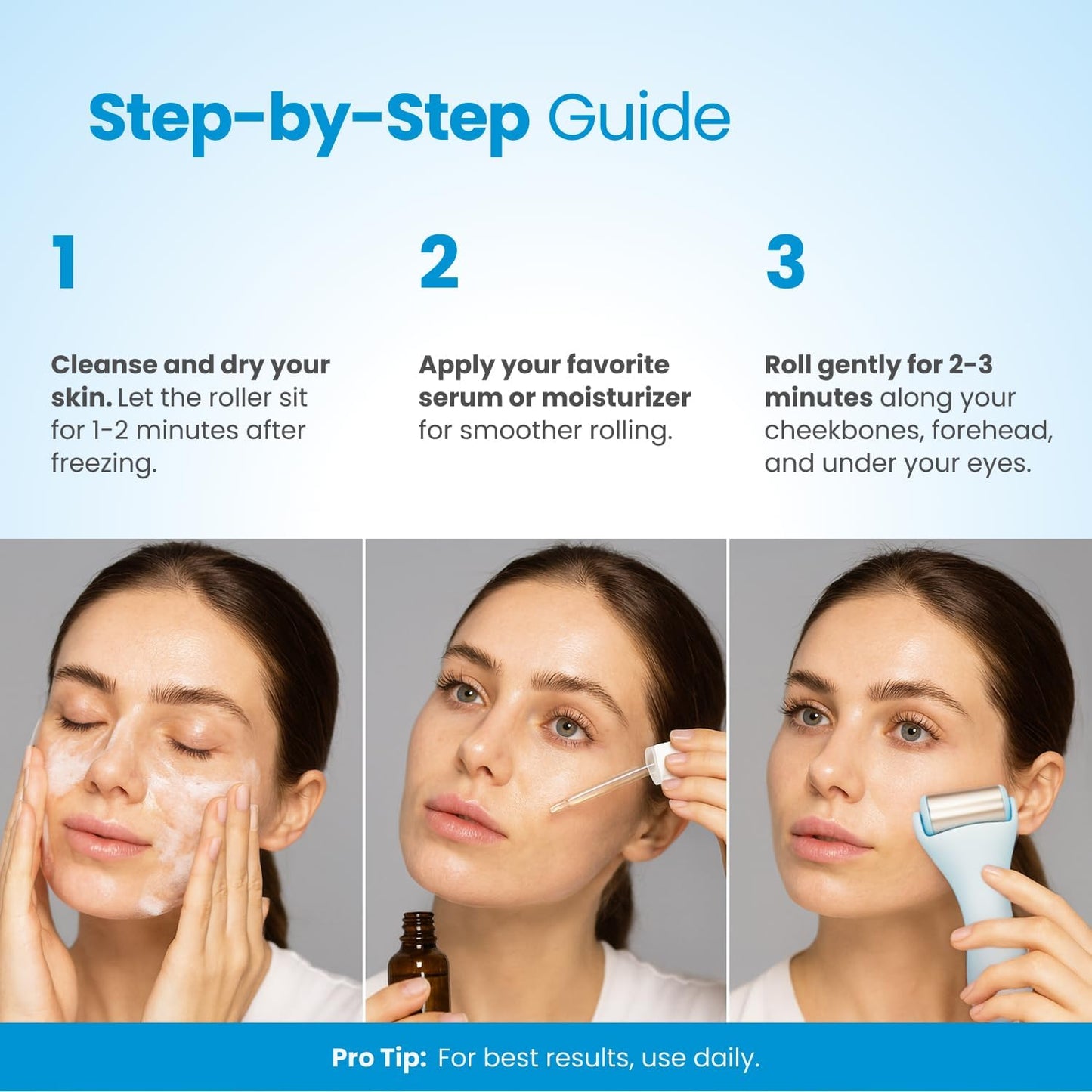 PLANTIFIQUE Stainless Steel Gua Sha and Ice Roller for Face & Body - Cooling Facial Tool Set to Reduce Puffiness, Improve Lymphatic Drainage & Soothe Skin